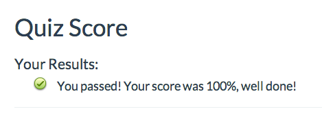 Quiz Score Passing Message